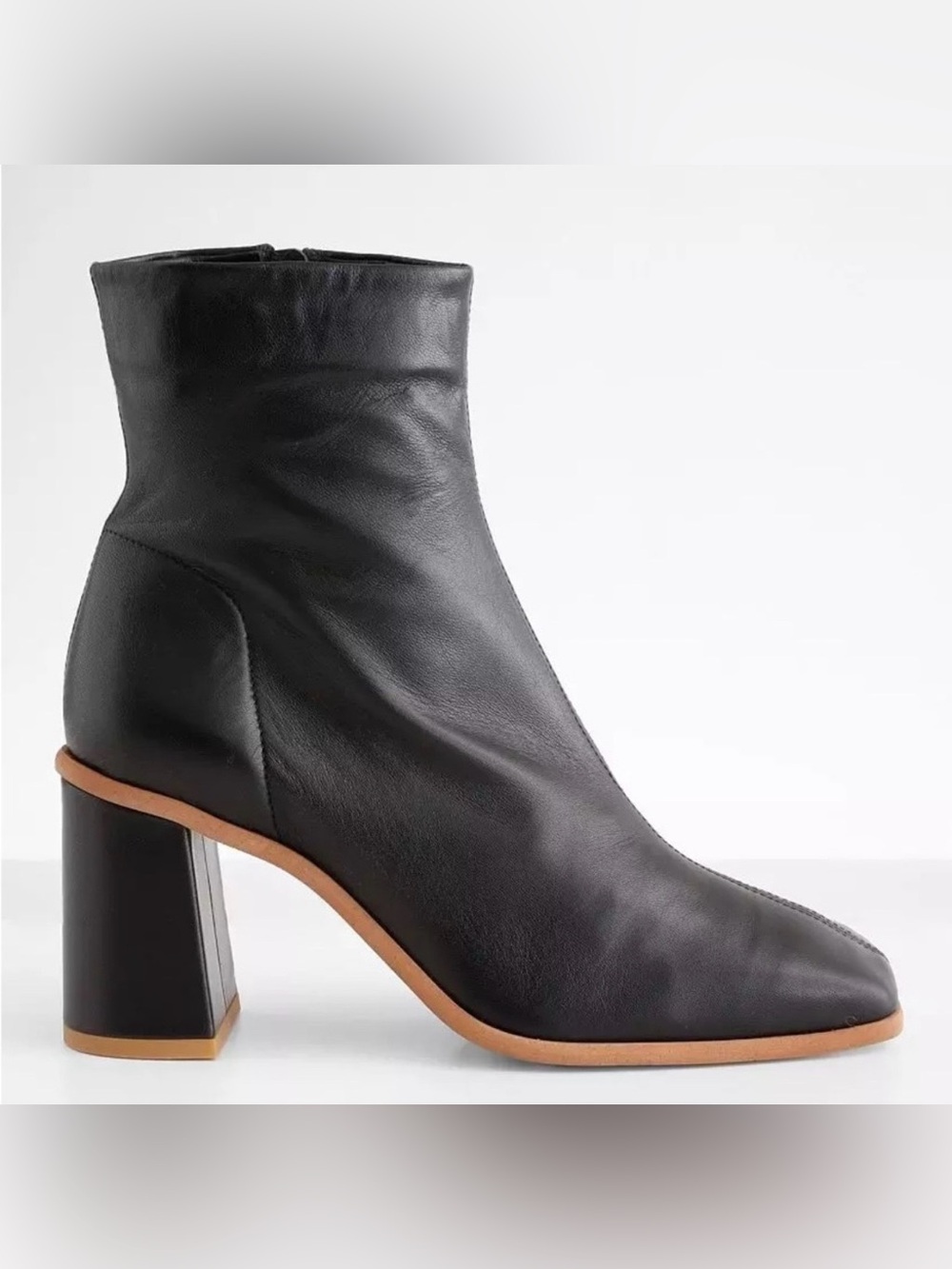 Free People Sienna Ankle Boots Black Leather Block Heel Size 11
